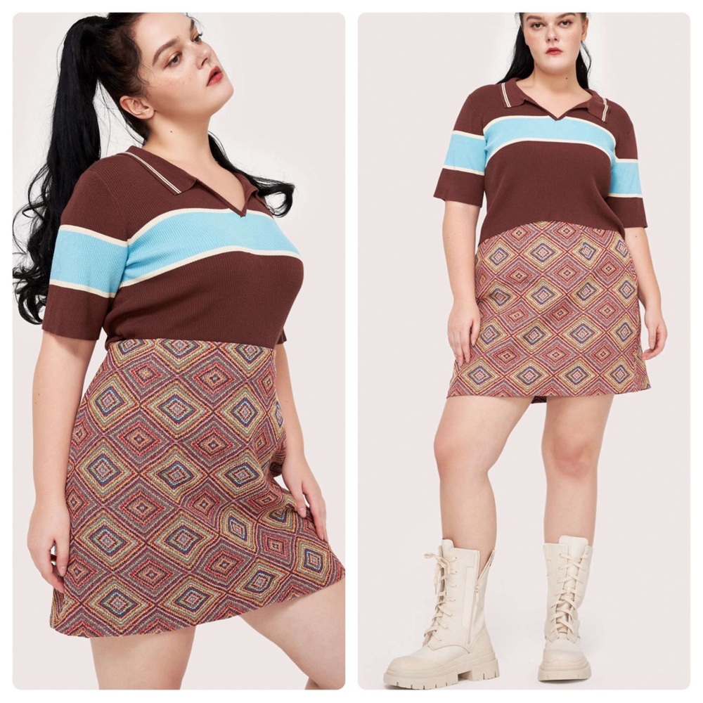 Cider Curve Plus Retro Argyle Mini Skirt Sz. XL Sz. X-Large NWT